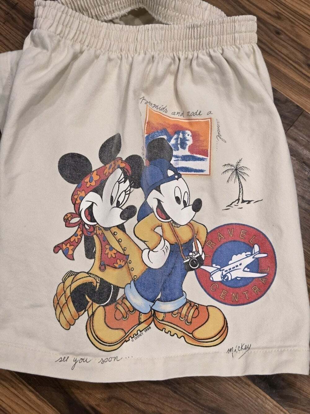 Vintage 90s Disney Mickey & Minnie Mouse Travel Shorts High Waisted Cotton SM